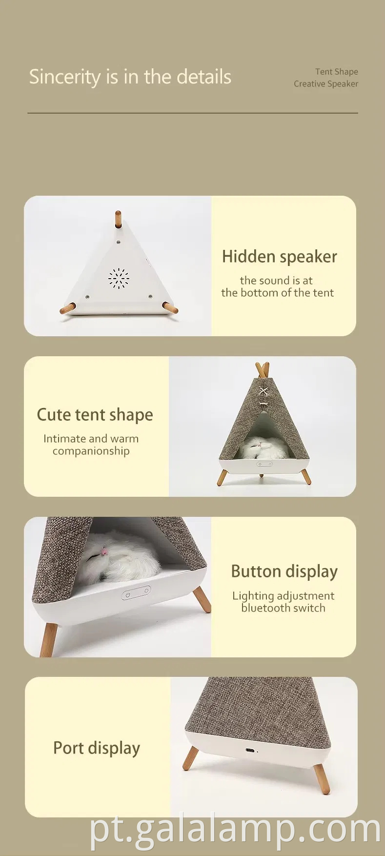 Tenda de alto -falante portátil Bluetooth com luz noturna colorida de LED